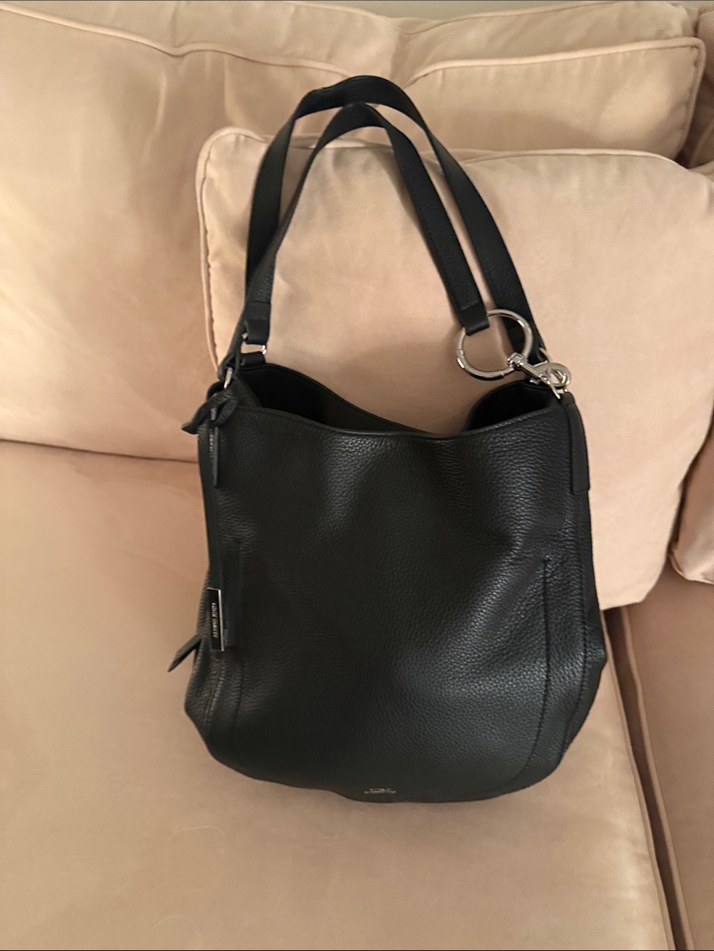 Vince Camuto Black Pebbled Leather Shoulder Bag